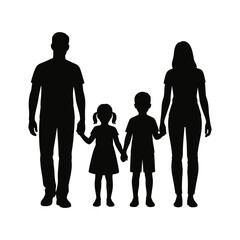 Group of happy children playing together outdoor silhouette