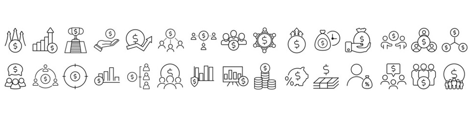 Profitable business icon vector set. Business Illustration sign collection. Business team symbol or logo.