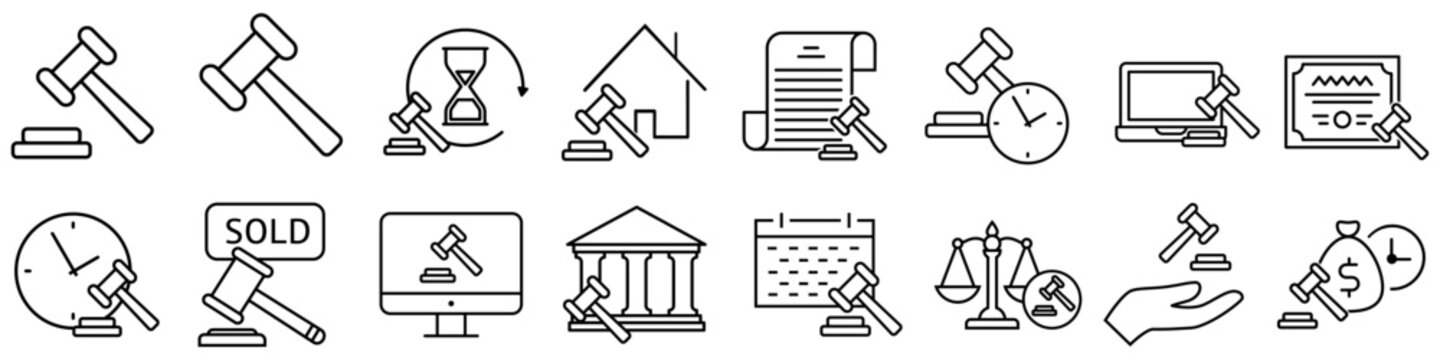Auction icon vector set. Bargaining Illustration sign collection. Bidding symbol. auction house logo.