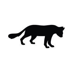 Obraz premium Black silhouette of a cat walking on a white background, simple and clean vector illustration