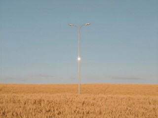 street lamp in wheat field