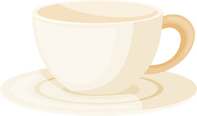Empty coffee cup and saucer on white background