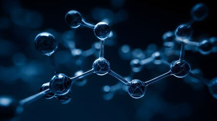 Abstract 3D rendering of a molecular structure with glowing spheres and connecting rods.