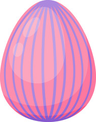 Pink Easter egg decorated with purple stripes