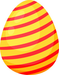 Decorated yellow Easter egg featuring red stripes