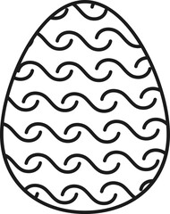 Easter egg doodle drawing with wave pattern design