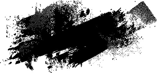 Expressive ink brushstroke and splatter texture isolated on white background for abstract artwork creative layouts and modern design