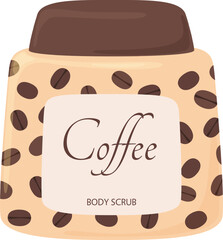 Coffee body scrub jar illustrating natural cosmetics