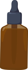 Brown glass dropper bottle holding liquid pharmaceutical product