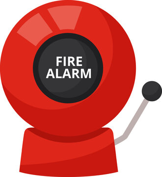 Red fire alarm bell activating during emergency
