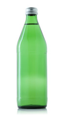 Glass bottle of fresh water, isolated on a transparent background with natural reflection and shadows