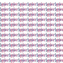 Vibrant French greeting pattern with colorful bonjour text © TARIQ JAVED