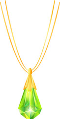 Gold necklace displaying sparkling green faceted gemstone pendant