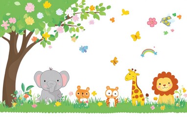 Naklejka premium Cute Cartoon Animal Clip Art Set for Kids Designs