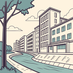 Obraz premium Urban waterfront with modern buildings