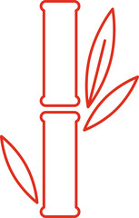 Bamboo plant outlining a single stem with leaves