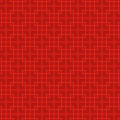 Red geometric seamless pattern with traditional Chinese design