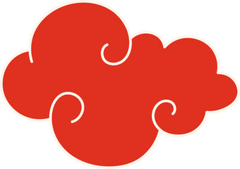 Traditional red Asian cloud symbol vector illustration