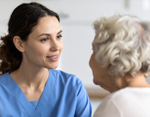 Fototapeta premium Opiekunka osób starszych – codzienna pomoc seniorowi