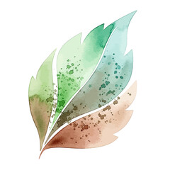 Watercolor painting of a stylized leaf with gradient colors.
