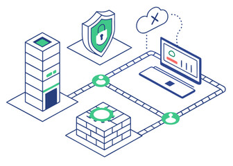 Obraz premium Cyber Network Protection Abstract Illustration Wh Vector Icon