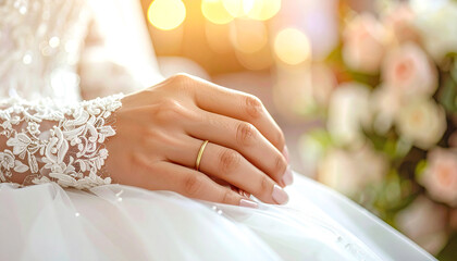 Ręka z obrączką panny młodej