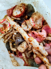 Traditional Spicy Cassava Crackers Snack from Cililin West Java