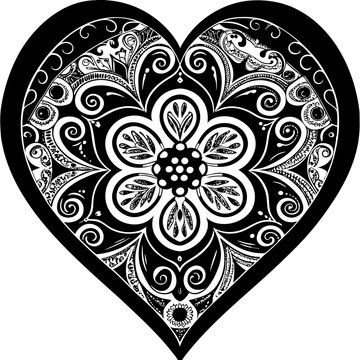 Mandala Style Heart Illustration Valentine Vecto SVG Vector Illustration 33