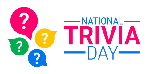 National Trivia Day background, banner, card or poster design template is observed every year during January, to raise awareness about the mission. Vector illustration.