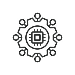 Fototapeta premium Integration icon in line design. system integration, connected technology, API connection on white background vector. Integration editable stroke icon