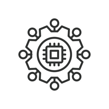 Integration icon in line design. system integration, connected technology, API connection on white background vector. Integration editable stroke icon
