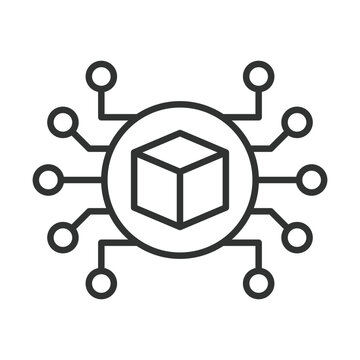 Digital ecosystem icon in line design. connected platform, digital environment, technology network on white background vector. Digital ecosystem editable stroke icon