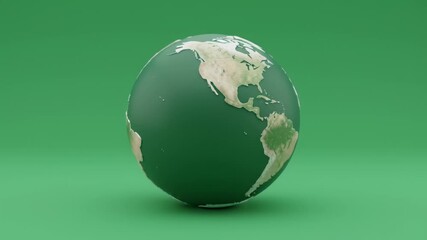 Spinning Earth Globe animation showcasing continents and oceans against a vibrant green background - Powered by Adobe