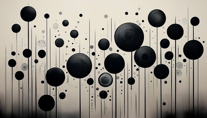 black circles and dots on white background abstract pattern