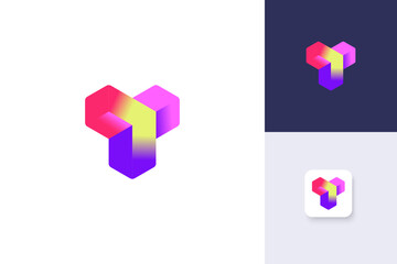 abstract circle chain icon logo design vector template