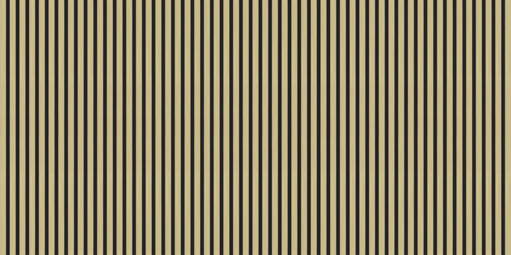 Modern vertical wood slat pattern background, minimalist timber batten texture with black gaps for interior design wall.