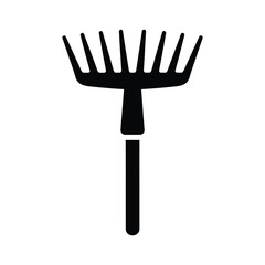 Garden Leaf Rake Silhouette Vector Icon
