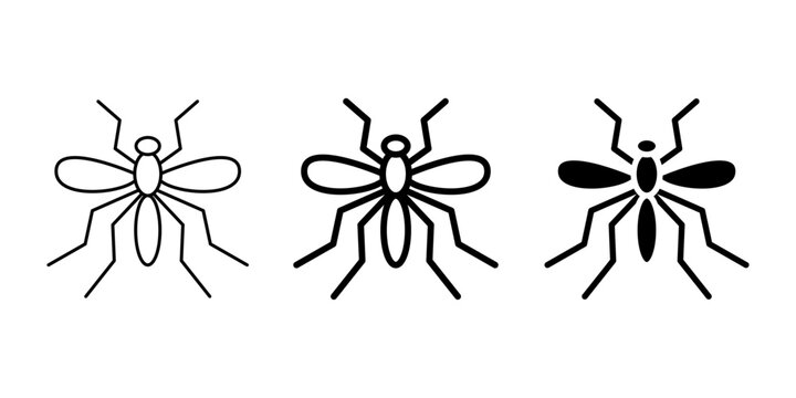 Mosquito Vector Icons &ndash; Minimalist Insect and Health Warning Symbols