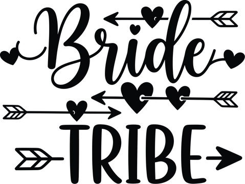 Bride tribe graphic design with arrows and hearts