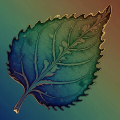 Detailed Close-up of a Single Green Leaf with Intricate Veins.