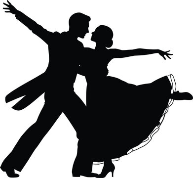 Couple dancing together in silhouette