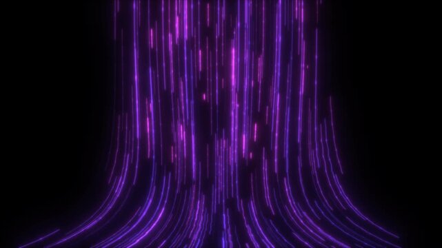 Abstract neon purple and blue light trails falling background, futuristic digital high-tech data flow loop video