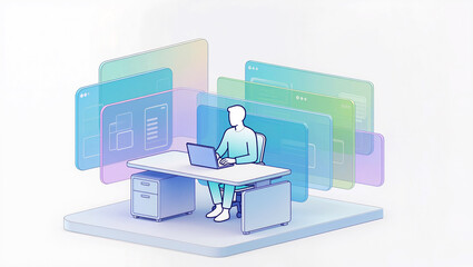 Explore the world of digital multitasking at a modern workspace