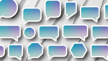 Pastel conversation bubbles create a playful design