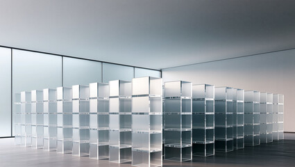 Shelving design presents modern elegance in a bright room