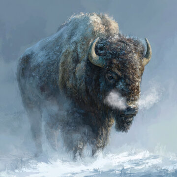 Buffalo in winter