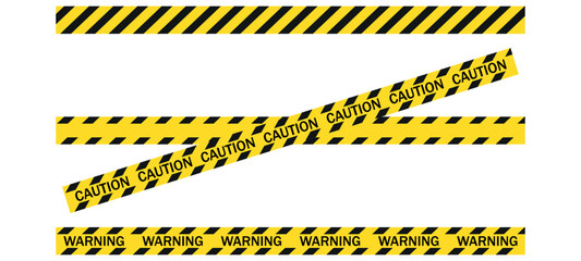 Hazardous warning tape sets must be careful. Yellow and black caution tape border. Not cross area tape. Warning zone