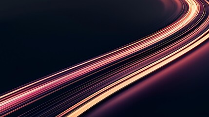 Dynamic abstract black background with intense neon light streaks flowing in the foreground, photographed with a DSLR camera, 50mm prime lens, sharp focus on multicolor light trails with strong