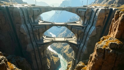 Artistic illustration of the floating bridge on the cliff arcade