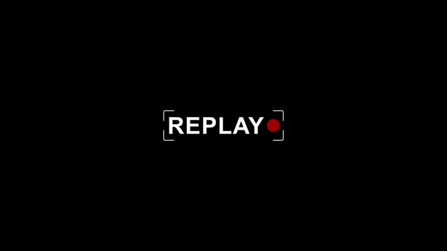 Replay text animation in black background.Replay Animation video for Live Streamers, Replay. live to live replay text animation